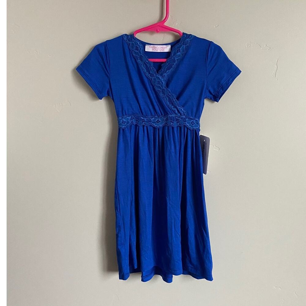 Neesee's Dresses Boutique Girls 2t Blue Maxi Dress- perfect for the 4th of July!